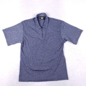 VINTAGE Ranchero Knit Polo Shirt‎ Mens L 1/4 Zip Blue 70s Disco Retro Textured